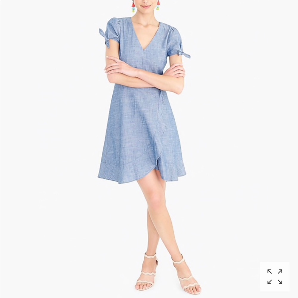 J. Crew Chambray Faux Wrap Dress